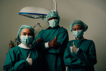 Closeup of Medical Team Performing Surgical Operation in Modern Operating Room.