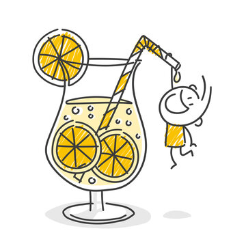 lemonade drink with stick figure