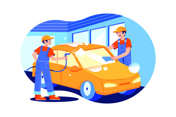 Car Wash Service Illustration concept. Flat illustration isolated on white background