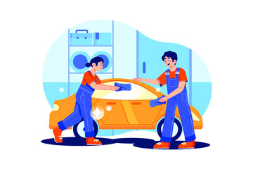 Car Wash Service Illustration concept. Flat illustration isolated on white background