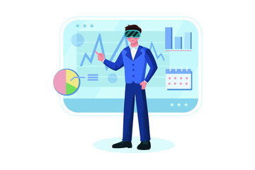 Virtual Reality Illustration concept. Flat illustration isolated on white background