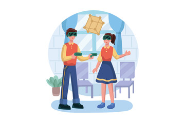 Virtual Reality Illustration concept. Flat illustration isolated on white background