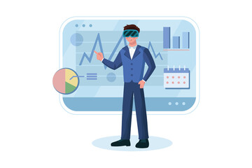 Virtual Reality Illustration concept. Flat illustration isolated on white background