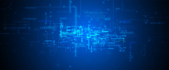 Quantum processing. Deep learning artificial intelligence. Future new technology  for business or science presentation