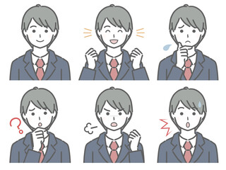 スーツの若い男性の色々な表情