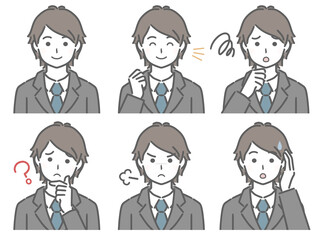 スーツの若い男性の色々な表情