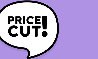 Speech bubble with price cut text. Boom retro comic style. Pop art style. Vector line icon for Business and Advertising