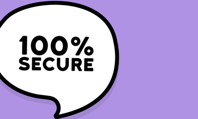 Speech bubble with 100 percent secure text. Boom retro comic style. Pop art style. Vector line icon for Business and Advertising
