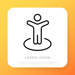 Man location line icon. Pointer, geolocation, navigation, route, distance. Gps concept. Line icon style. Vector line icon for Business and Advertising