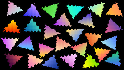 colorful wallpaper gradient wavy triangle shapes on black backdrop. best creative dark background for the studio. Graphic Art