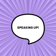 Speech bubble with speaking up text. Boom retro comic style. Pop art style. Vector line icon for Business and Advertising