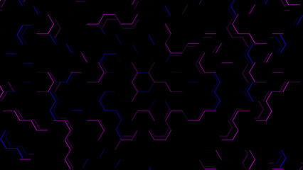 3d neon grid of honeycombs on a colored gradient background. Digital network computer background