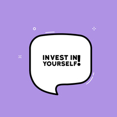 Speech bubble with invest in yourself text. Boom retro comic style. Pop art style. Vector line icon for Business and Advertising