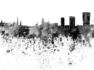 Zurich skyline in black watercolor on white background - obrazy, fototapety, plakaty