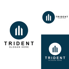 Trident logo using a design concept vector illustration template. - obrazy, fototapety, plakaty