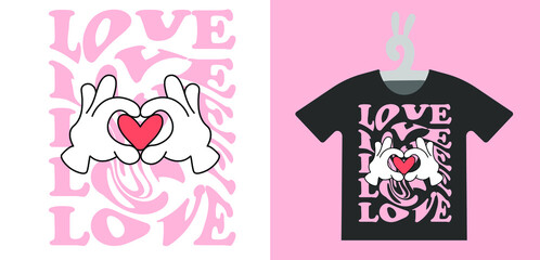 Baby Retro Prints with cartoon hand on T-shirts, sweatshirts, clothing, textile or package design. Isolated vector illustration in vintage style