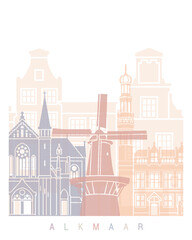 Fototapeta premium ALKMAAR SKYLINE POSTER PASTEL