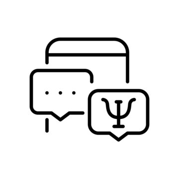 Online consultation psychotherapy help. Pixel perfect, editable stroke line art icon