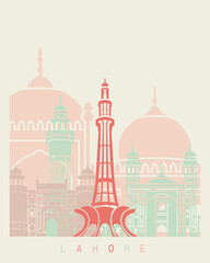 Lahore skyline poster PASTEL