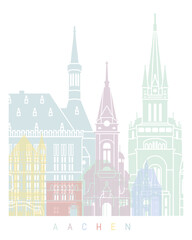 Fototapeta na wymiar Aachen skyline poster pastel
