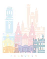 Aberdeen skyline poster pastel
