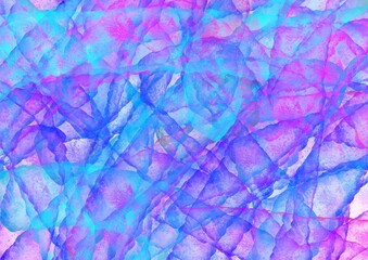 Abstract art background dark blue and purple colors. Watercolor painting with lilac gradient and brushstrokes.