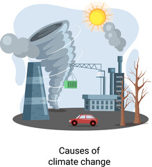 Obraz premium Global environmental problems. Land degradation. natural disasters, deforestation, air pollution. Causes of climate change. Harm from activities of industrial enterprises and emissions destroy planet