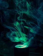smoke with a green torch