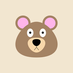 Cute simple bear head vector illustration