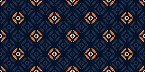 Simple geometric pattern abstract square shapes motif classic blue minimal background. Small elements modern fabric design textile swatch ladies dress, man shirt all over print block.