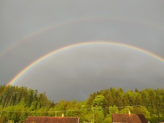 rainbow over the village