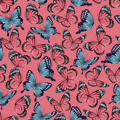 A pattern of butterflies from different angles