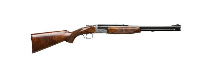 Luxury double-barreled shotgun with a vertical arrangement of barrels. Expensive weapon for...