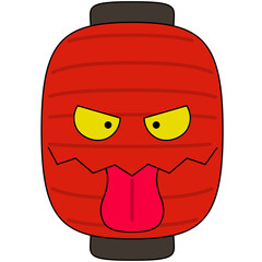 提灯のお化けのイラスト（アウトラインあり）