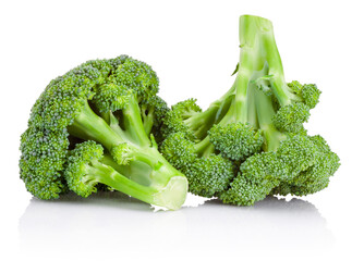 Raw green broccoli isolated on white background
