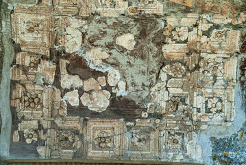 Paestum, Naples, Campania, Italy. Detail of wall fresco.