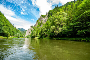 Dunajcem river, Poland. View of the river and its valley.