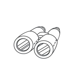 Binoculars linear icon. Sketch vector illustration.