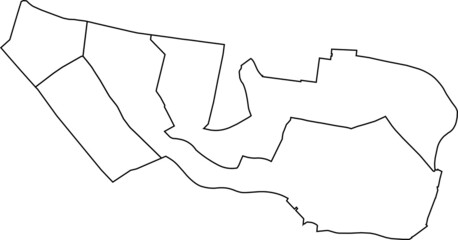 White flat blank vector administrative map of the 12TH ARONDISSEMENT (DE REUILLY), PARIS, FRANCE with black border lines of its quarters
