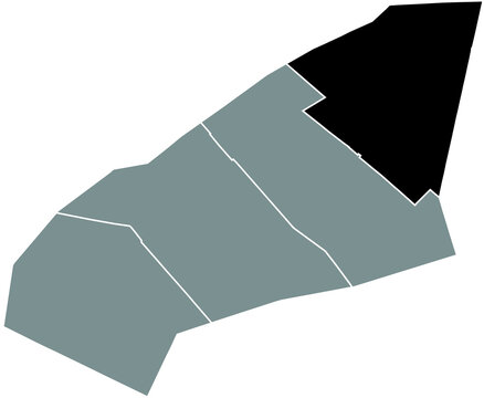 Black flat blank highlighted location map of the &Eacute;PINETTES QUARTER inside gray administrative map of the 17th arrondissement (des Batignolles-Monceau), Paris, France