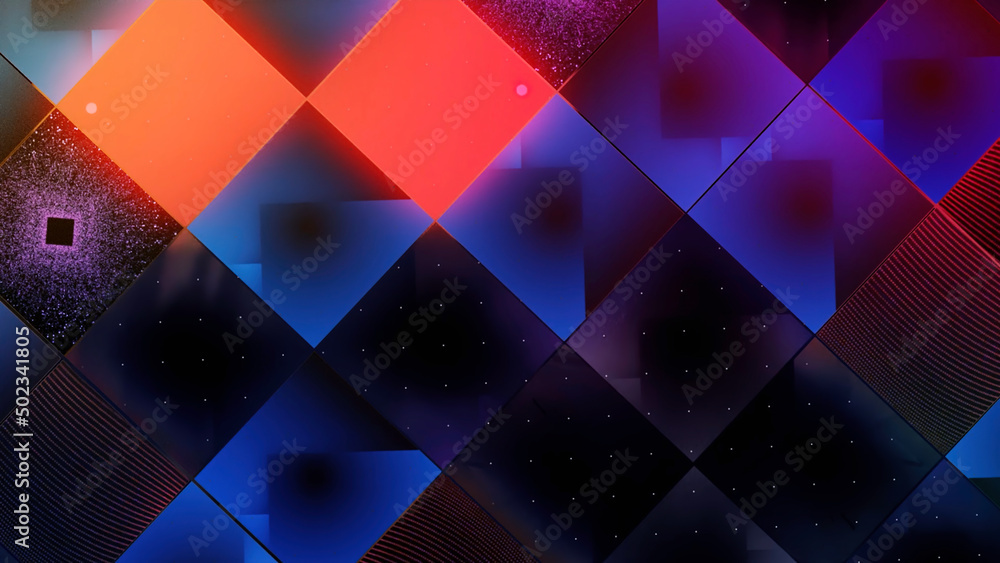 Poster abstract background with colorful mosaic with changing flat shapes, seamless loop. motion. moving su
