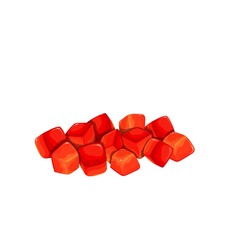 Heaps red bell pepper sliced to cubes. Chopped red pepper vegetable vector illustration.