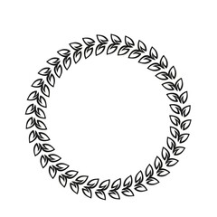 Laurel, outline icon. First place winner, award, laurus. Drawn monochrome round frame of triumph first place simple vintage engraving style. Vector illustration.