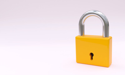 3d illustration, padlock, on light background, copy space, 3d rendering