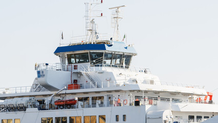 Fototapeta premium ship's control cabin in harbor