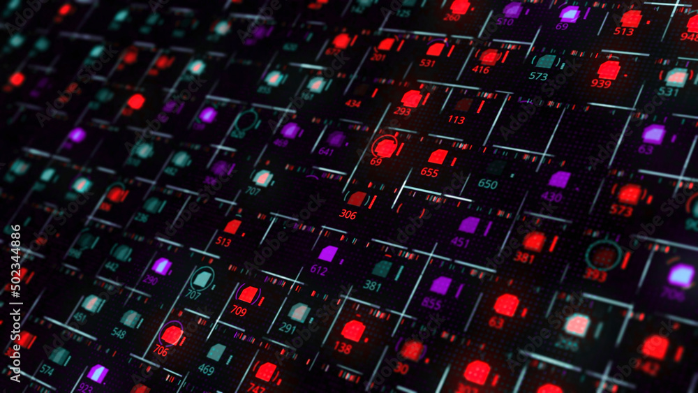 Poster abstract animation of stock market data and financial analysis on the dark background. animation. ab