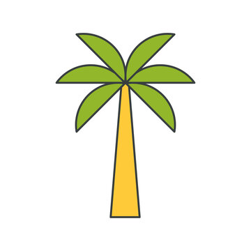 Minimalist palm tree tropical island summer vacation pop art groovy style t shirt vector cartoon