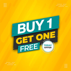 Buy one get one free sale banner special banner with text effect