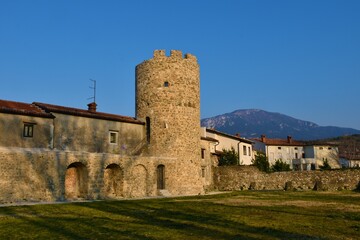 Ruins of Castra ad Fluvium Frigidum late Roman fortress in Ajdovscina, Primorska, Slovenia