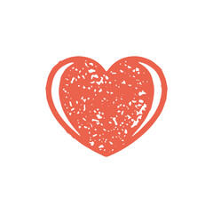 Red passion heart decorative shape symbol of love, tender, valentines hand drawn grunge texture